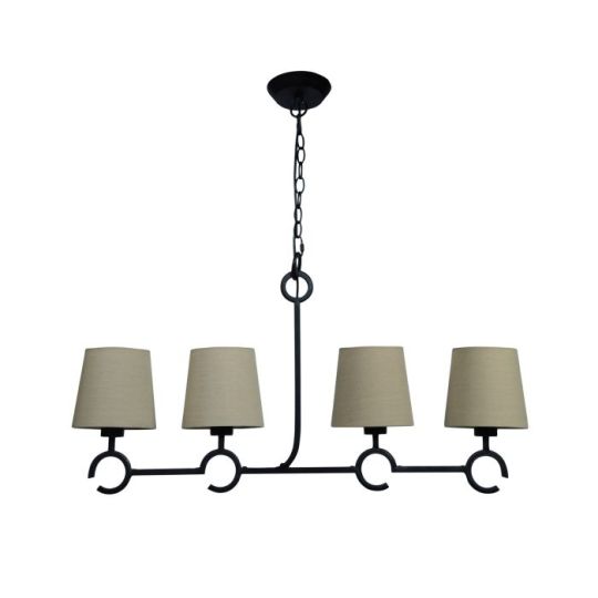 Mantra Argi Linear Pendant 4 Light Line E27 With Taupe Shades Brown Oxide