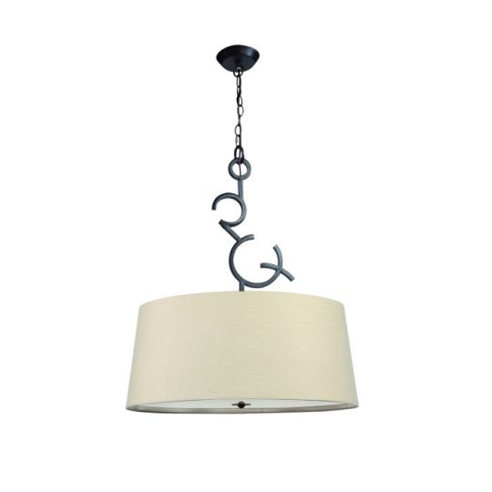 Mantra Argi Pendant 3 Light E27 Round With Taupe Shades Brown Oxide