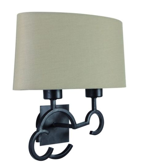 Mantra Argi Wall Lamp 2 Light E27 With Taupe Shade Brown Oxide