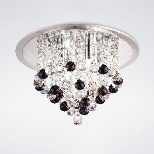 Diyas IL30008BL Atla Ceiling 4 Light Polished Chrome/Acrylic Trim/Crystal Supplied With 17 Additional Black Crystal Spheres
