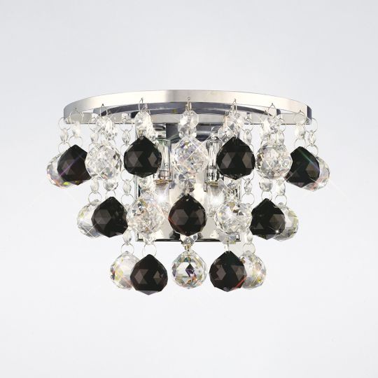 Diyas IL30014BL Atla Wall Lamp Switched 2 Light Polished Chrome/Crystal/Supplied With 9 Additional Black Crystal Spheres