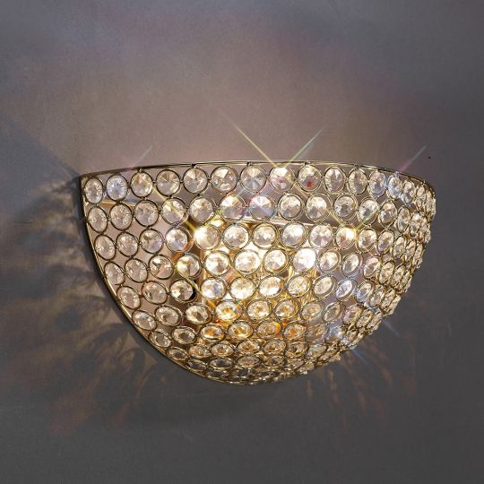 Diyas IL30758 Ava Wall Lamp Circular 2 Light French Gold/Crystal