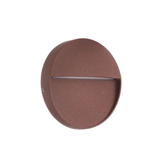 Mantra Baker Wall Lamp Small Round 3W LED 3000K 210lm IP54 Rust Brown 3yrs Warranty
