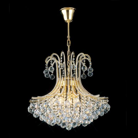 Diyas IL30217 Bask Pendant Round 6 Light French Gold/Crystal