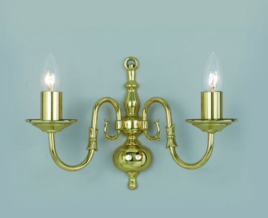 Impex BF00350/02/WB/PB Flemish  Series Decorative 2 Light Polished Brass Wall Light