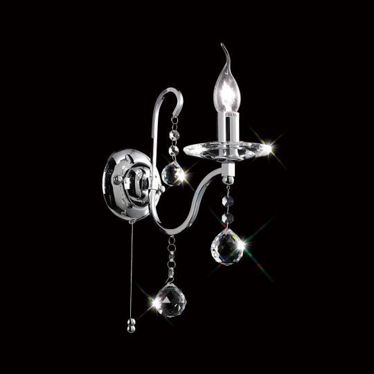 Diyas IL30111 Bianco Wall Lamp Switched 1 Light Polished Chrome/Crystal