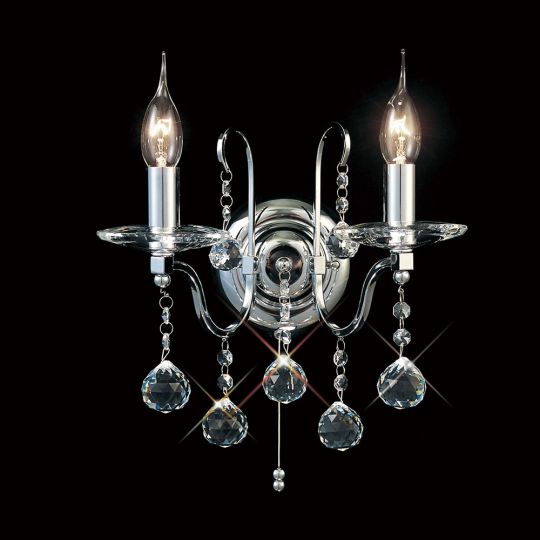 Diyas IL30112 Bianco Wall Lamp Switched 2 Light Polished Chrome/Crystal