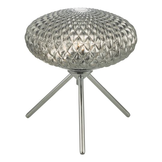 Dar Lighting Bibiana Table Lamp Polished Chrome with Smoked Glass Small BIB4110