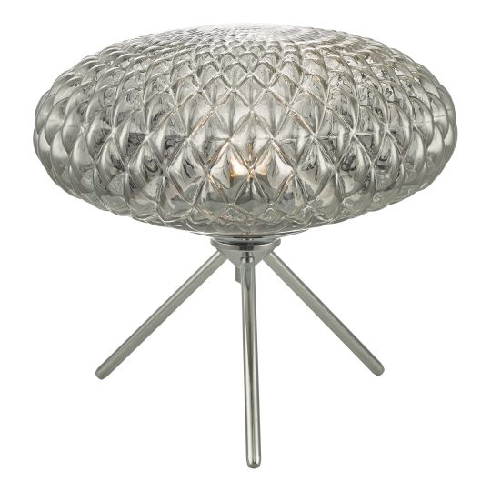 Dar Lighting Bibiana Table Lamp Polished Chrome with Smoked Glass Large BIB4310