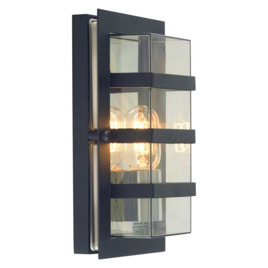 Norlys Boden 1 Light Wall Light - Black With Clear Glass