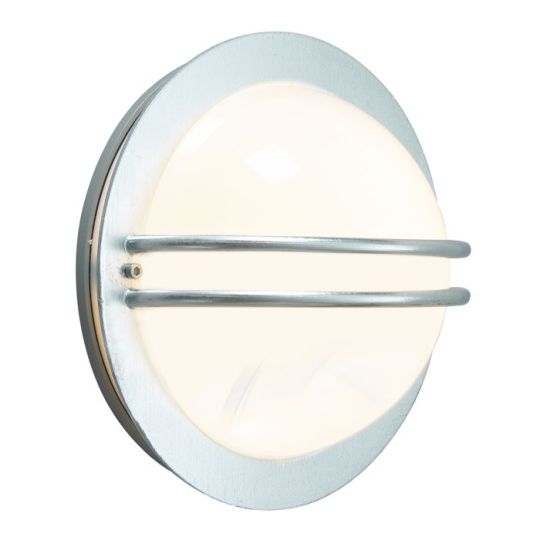 Norlys Bremen 1 Light Wall Lantern - Galvanised With Opal Glass