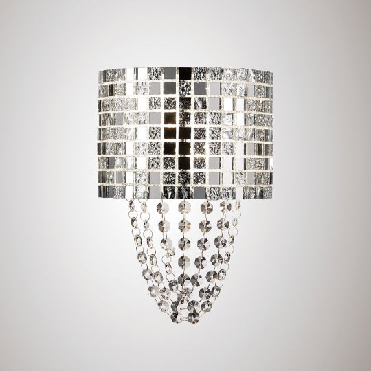 Diyas IL31620 Camden Wall Lamp 2 Light G9 Polished Chrome/Mosaic Glass/Crystal