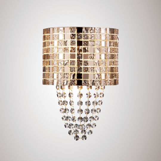 Diyas IL31621 Camden Wall Lamp 2 Light G9 Rose Gold/Mosaic Glass/Crystal