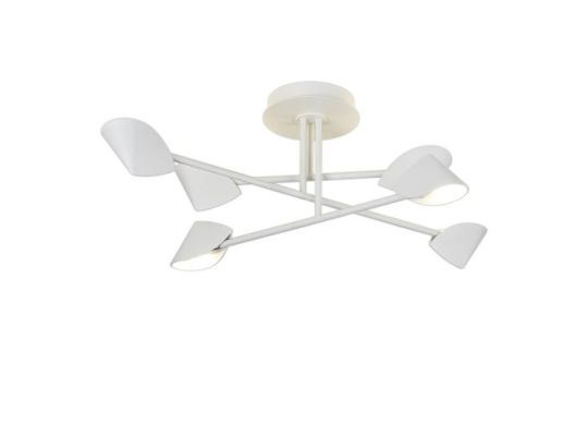 Mantra Capuccina Medium 6 Light Semi Flush 45W LED 3000K 3100lm White 3yrs Warranty