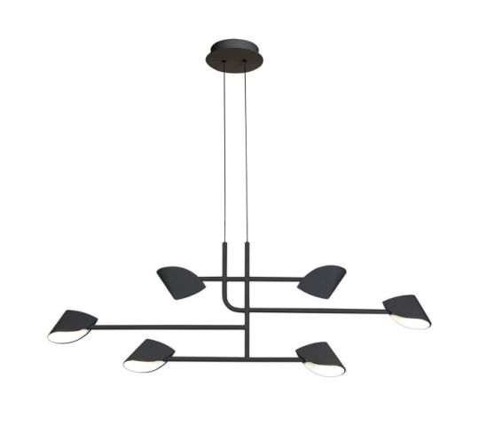 Mantra Capuccina 6 Light Linear Pendant 45W LED 3000K 3100lm Black 3yrs Warranty