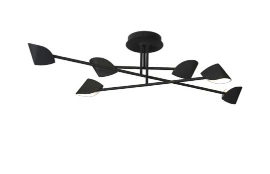 Mantra Capuccina Large 6 Light Semi Flush 45W LED 3000K 3100lm Black 3yrs Warranty