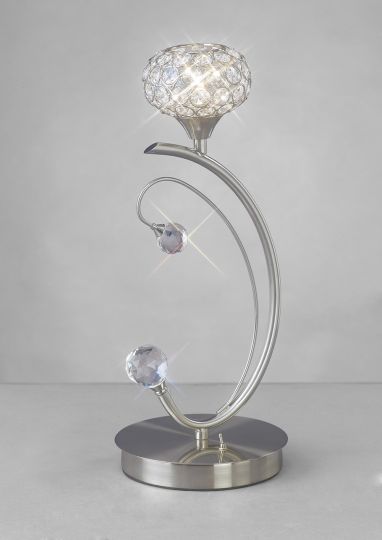 Diyas IL30939 Cara Table Lamp 1 Light Satin Nickel/Crystal