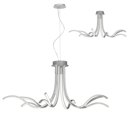Mantra Corinto Ceiling 140cm 80W LED 3000K 6400lm Dimmable Silver Chrome 3yrs Warranty