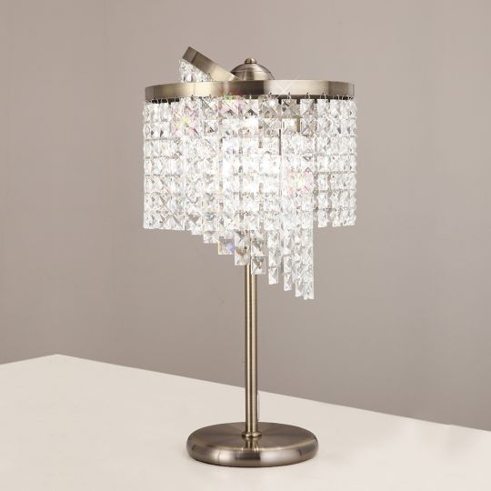 Diyas IL30096 Cortina Table Lamp 3 Light Antique Brass/Crystal
