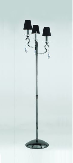 Impex CPA11816/03/FL/GM Rhinestone Series Decorative 3 Light Gun Metal Floor Stand