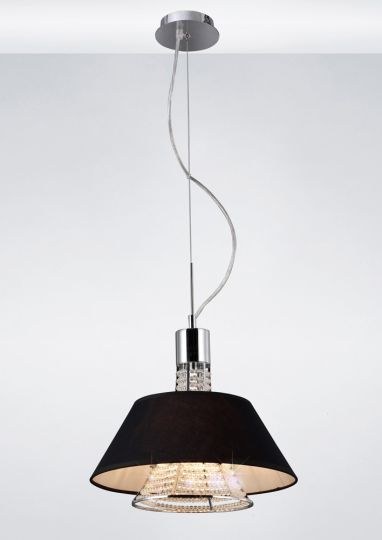 Diyas IL30042/BL Davina Pendant With Black Shade 2 Light Polished Chrome/Crystal