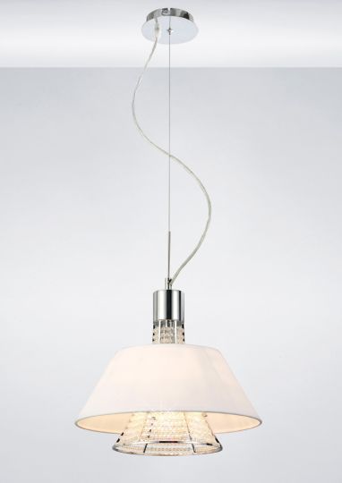Diyas IL30042/WH Davina Pendant With White Shade 2 Light Polished Chrome/Crystal