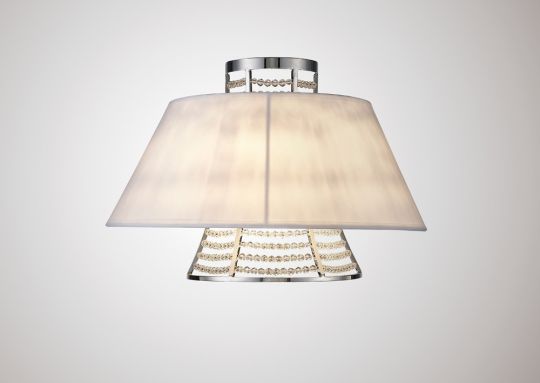Diyas IL30054/WH Davina Wall Lamp With White Shade 2 Light Polished Chrome/Crystal