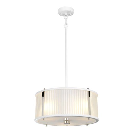 Elstead Lighting Corona 3 Light Pendant - White Polished Nickel