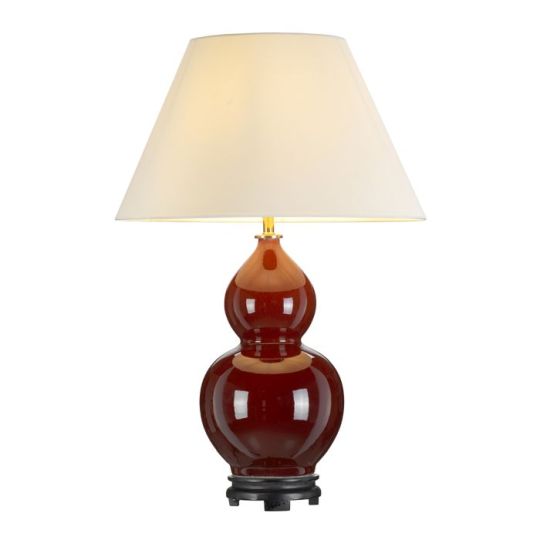 Designer's Lightbox Harbin Gourd 1 Light Table Lamp With Tall Empire - Oxblood