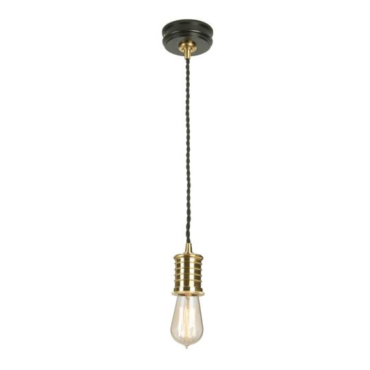 Elstead Lighting Douille 1 Light Pendant - Black/Polished Brass