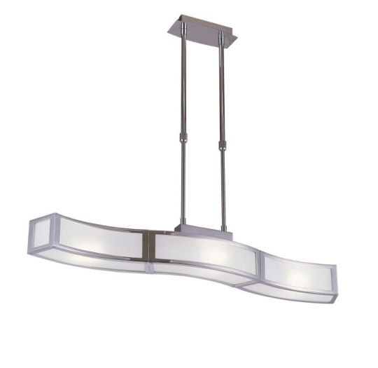 Mantra Duna E27 Linear Pendant 3 Light L1 Bar Polished Chrome White Acrylic CFL Lamps INCLUDED