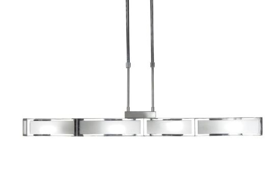 Mantra Duna E27 Linear Pendant 4 Light E27 Bar Polished Chrome White Acrylic CFL Lamps INCLUDED