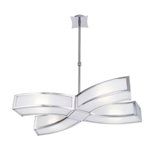 Mantra Duna Rectangular Telescopic Convertible To Semi Flush 4 Light E27 Polished Chrome/White Acrylic CFL Lamps INCLUDED