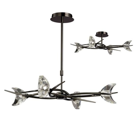 Mantra Eclipse Telescopic Convertible To Semi Flush 4 Light G9 Black Chrome