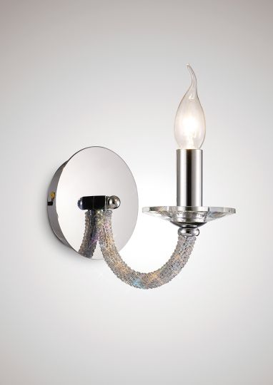 Diyas IL30511 Elena Wall Lamp Switched 1 Light Polished Chrome/Crystal