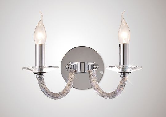 Diyas IL30512 Elena Wall Lamp Switched 2 Light Polished Chrome/Crystal