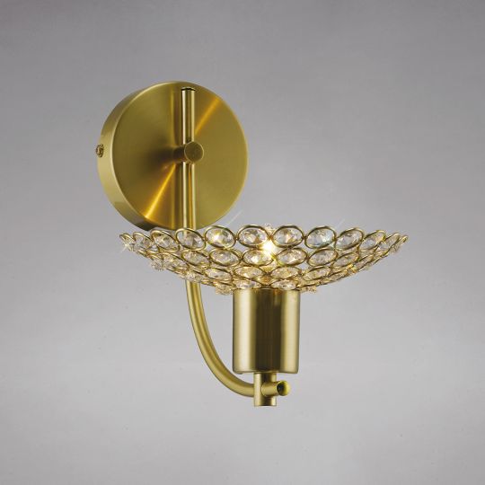 Diyas IL20600 Ellen Wall Lamp 1 Light Satin Brass/Crystal