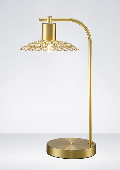 Diyas IL20603 Ellen 1 Light Table Lamp Satin Brass/Crystal