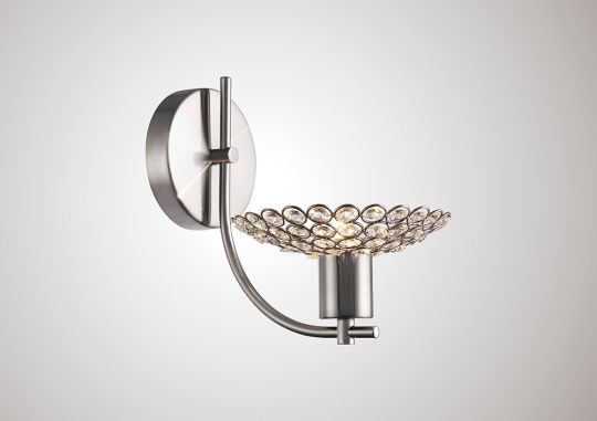 Diyas IL20605 Ellen Wall Lamp 1 Light Satin Nickel/Crystal