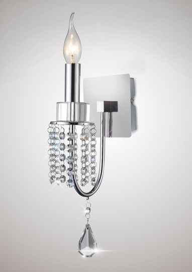 Diyas IL31540 Emily Wall Lamp Switched 1 Light Polished Chrome/Crystal