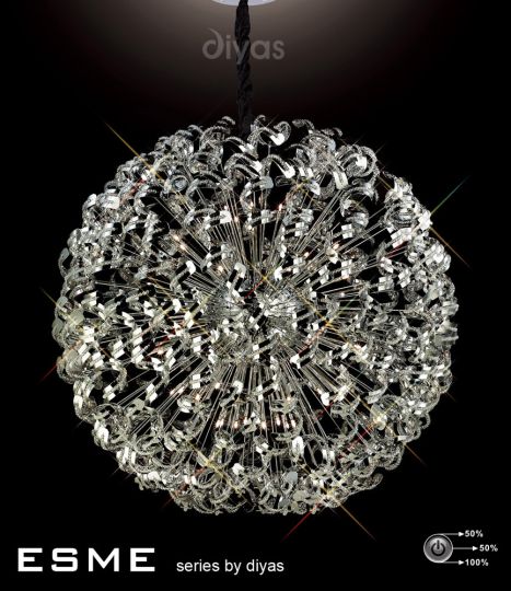 Diyas Lighting IL30557 - Esme Pendant 54 Light Polished Chrome/Crystal