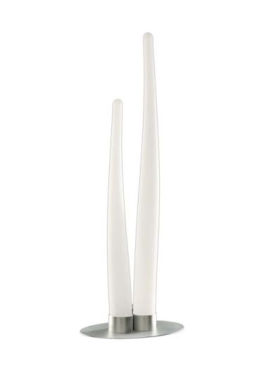 Mantra Estalacta Table Lamp 2 Light Indoor Silver/Opal White