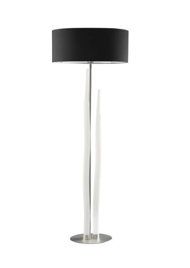 Mantra Estalacta Floor Lamp 3 Light GU10 Indoor Silver/Opal White With Black Shade