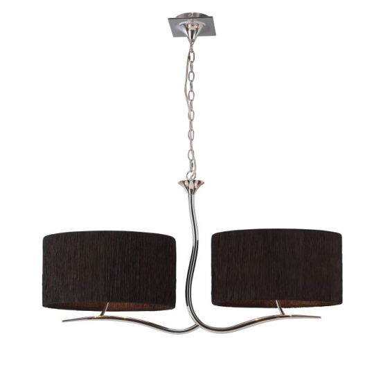 Mantra Eve Linear Pendant 2 Arm 4 Light E27 Polished Chrome With Black Oval Shades