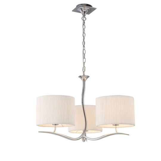 Mantra Eve Pendant 3 Light E27 Polished Chrome With White Round Shade