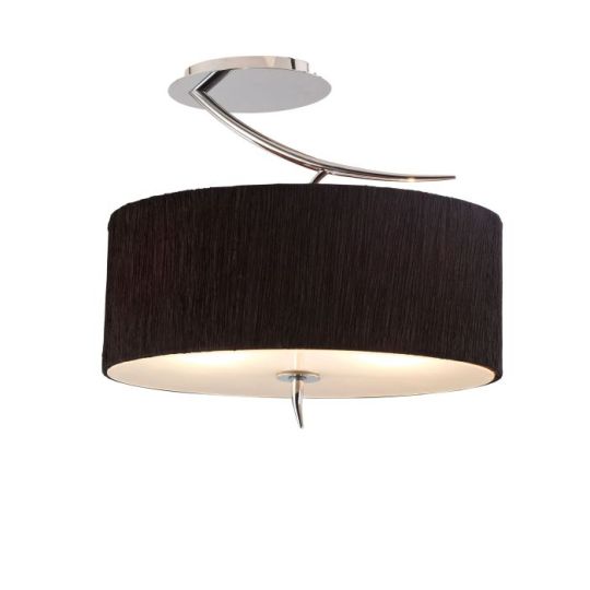 Mantra Eve Semi Flush 2 Light E27 Polished Chrome With Black Oval Shade