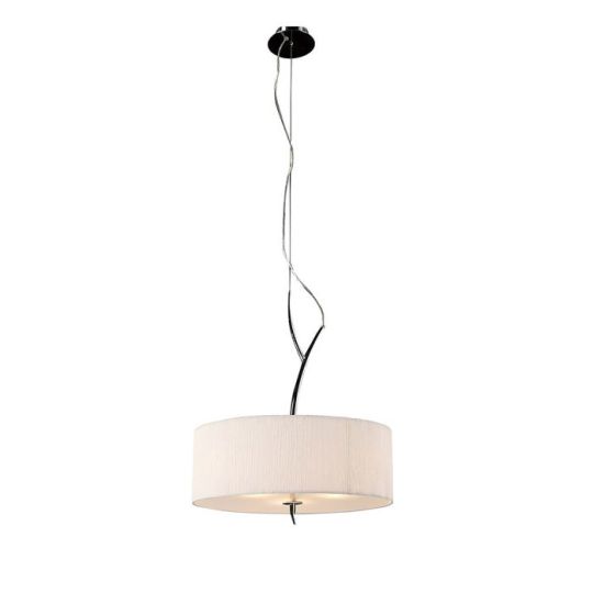 Mantra Eve Single Pendant 3 Light E27 Polished Chrome With White Round Shade