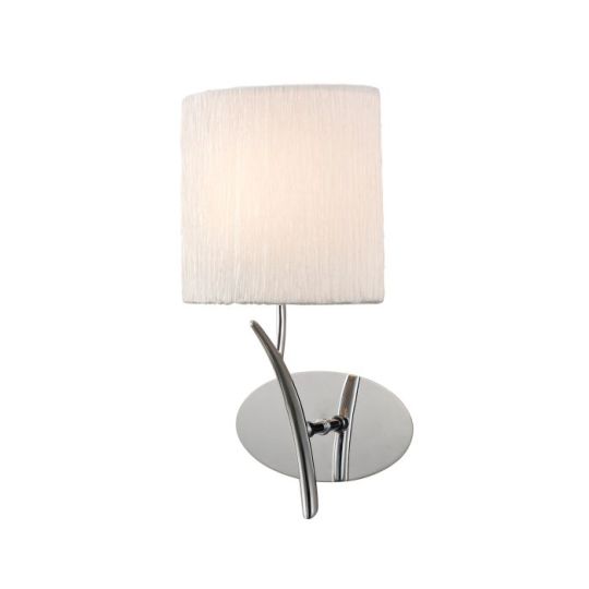 Mantra Eve Wall Lamp 1 Light E27 Polished Chrome With White Oval Shade