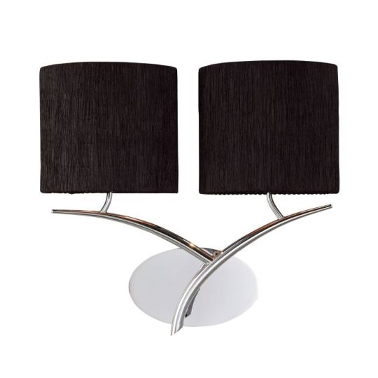 Mantra Eve Wall Lamp Switched 2 Light E27 Polished Chrome With Black Oval Shades