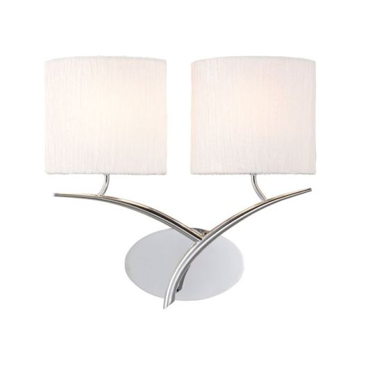 Mantra Eve Wall Lamp Switched 2 Light E27 Polished Chrome With White Oval Shades